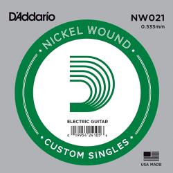 Nickel Wound Отдельная струна для электрогитары, .021 D'ADDARIO NW021