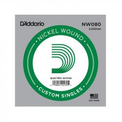 Nickel Wound Отдельная струна для электрогитары, никелированная, .080 D'ADDARIO NW080