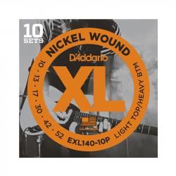 Nickel Wound Струны для электрогитары, Light Top/Heavy Bottom, 10-52, 10 компл D'ADDARIO EXL140-10P