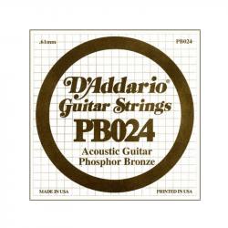 Phosphor Bronze Отдельная струна для акустической гитары, фосфорная бронза, .024 D'ADDARIO PB024