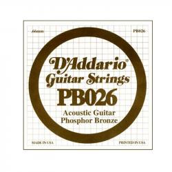 Phosphor Bronze Отдельная струна для акустической гитары, фосфорная бронза, .026 D'ADDARIO PB026