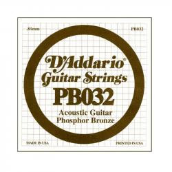 Phosphor Bronze Отдельная струна для акустической гитары, фосфорная бронза, .032 D'ADDARIO PB032