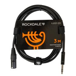 Готовый микрофонный кабель разъёмы XLR male X stereo jack male длина 3 м чёрный ROCKDALE XJ001-3M