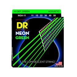 Комплект струн для акустической гитары, фосфорная бронза, с покрытием, 11-50 DR STRINGS NGA-11 Neon Green 