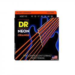 Комплект струн для 7-струнной электрогитары, никелированные, с покрытием, 10-56 DR STRINGS NOE7-10 Neon Orange 
