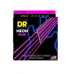 Комплект струн для 5-струнной бас-гитары, никелированные, с покрытием, 40-120 DR STRINGS NPB5-40 Neon Pink 