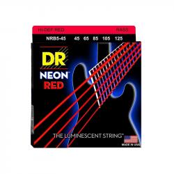 Комплект струн для 5-струнной бас-гитары, никелированные, с покрытием, 40-125 DR STRINGS NRB5-45 Neon Red 