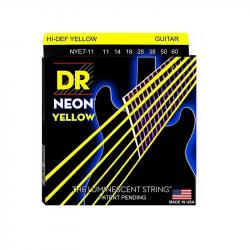 Комплект струн для 7-струнной электрогитары, никелированные, с покрытием, 11-60 DR STRINGS NYE7-11 Neon Yellow 