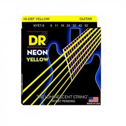 Комплект струн для 7-струнной электрогитары, никелированные, с покрытием, 9-52 DR STRINGS NYE7-9 Neon Yellow 