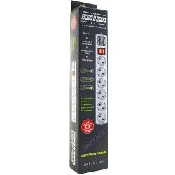 Фильтр-удлинитель 3м 6 розеток (серый) 10А/2,2кВт 3х0,75мм2 POWER CUBE SPG(5+1)-B-10