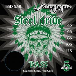 Комплект струн для 5-струнной бас-гитары, сталь, 45-125 МОЗЕРЪ BSD-5ML Steel Drive 