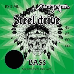 Комплект струн для бас-гитары, сталь, 45-100 МОЗЕРЪ BSD-ML Steel Drive 