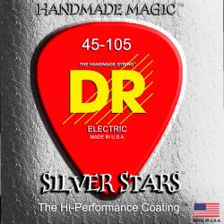 Струны для 4-струнной бас-гитары, прозрачное покрытие, посеребрёные, 45 105 DR STRINGS SIB-45 SILVER STARS