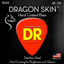 Струны для 5-струнной бас-гитары, прозрачное покрытие, нержавеющая сталь, 45 125 DR STRINGS DSB5-45 DRAGON SKIN