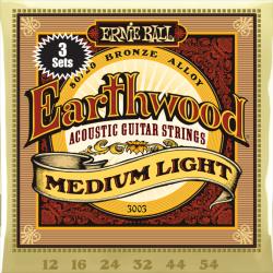 Струны для акуст.гитары (набор из трёх комплектов 2003) Earthwood 80/20 Bronze Medium Light (12-16-2... ERNIE BALL 3003