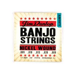 Струны для банджо, никелированая сталь DUNLOP DJN Banjo Nickel Light 09-20