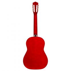 Классическая гитара, размер 4/4, верхняя дека, задняя дека и обечайка: липа, гриф: клён, с анкерным стержнем, накладка: пау ферро, цвет красный STAGG SCL50-RED