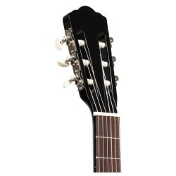 Классическая гитара, размер 4/4, верхняя дека, задняя дека и обечайка: липа, гриф: клён, с анкерным стержнем, накладка: пау ферро, цвет чёрный STAGG SCL50-BLK