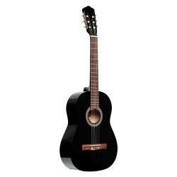 Классическая гитара, размер 4/4, верхняя дека, задняя дека и обечайка: липа, гриф: клён, с анкерным стержнем, накладка: пау ферро, цвет чёрный STAGG SCL50-BLK