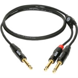 Компонентный кабель серии MiniLink с позолоченными разъемами stereo jack - 2 mono jack, 1.5 метра, цвет черный KLOTZ KY1-150