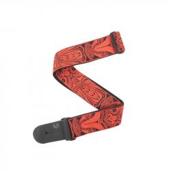 Гитарный ремень без наплечника, текстиль, 50мм, красный, Red Tiki Mask PLANET WAVES T20W1423