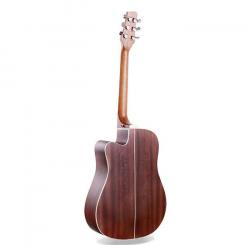 6-струнная акустическая гитара с вырезом, размер 41``, верхняя дека ель, нижняя дека и обечайка махагон, гриф махагон/палисандр, прозрачный матовый лак SMIGER SM-411