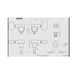 Колки , хром, 3+3 GOTOH SG301-P4N 3x3 Chrome