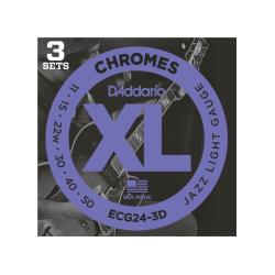 Cтруны для электрогитары, Jazz Light, 11-50, 3 комплекта D'ADDARIO ECG24-3D