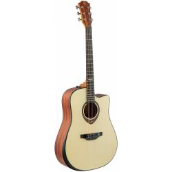 Электроакустическая гитара, c вырезом и скосом, ель/сапеле, цвет натуральный FLIGHT AD-455CE NA