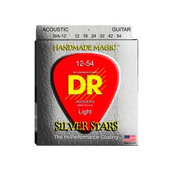 Струны для акустической гитары, Калибр: 12-54, Серия: SILVER STARS™, Обмотка: посеребрёная медь, Пок... DR STRINGS SIA-12