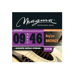 Струны для акустической гитары, Серия: Bronze 80-20, Калибр: 9-13-18-26-36-46, Обмотка: круглая, бро... MAGMA STRINGS GA110B80