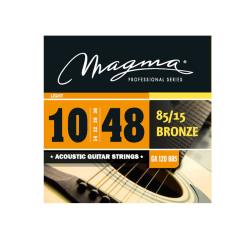 Струны для акустической гитары, Серия: Bronze 85-15, Калибр: 10-14-22-28-38-48, Обмотка: круглая, бронзовый сплав 85/15, Натяжение: Light. MAGMA STRINGS GA120B85