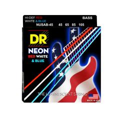 Струны для 4-струнной бас-гитары, Калибр: 40-105, Серия: HI-DEF NEON™, Обмотка: посеребрёная/никелированая сталь, Покрытие: люминесцентное DR STRINGS NUSAB-45