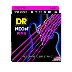 Струны для 6-струнной бас-гитары, Калибр: 30-120, Серия: HI-DEF NEON™, Обмотка: посеребрёная/никелированая сталь, Покрытие: люминесцентное DR STRINGS NPB6-30/120