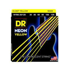 Струны для 6-струнной бас-гитары, Калибр: 30-120, Серия: HI-DEF NEON™, Обмотка: посеребрёная/никелир... DR STRINGS NYB6-30/120