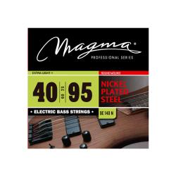 Струны для бас-гитары, Серия: Nickel Plated Steel, Калибр: 40-60-75-95, Обмотка: круглая, никелированая сталь, Натяжение: Extra Light+. MAGMA STRINGS BE140N