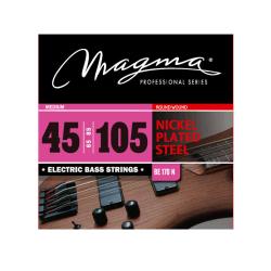 Струны для бас-гитары, Серия: Nickel Plated Steel, Калибр: 45-65-85-105, Обмотка: круглая, никелированая сталь, Натяжение: Medium. MAGMA STRINGS BE170N