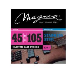 Струны для бас-гитары, Серия: Stainless Steel, Калибр: 45-65-85-105, Обмотка: круглая, нержавеющая сталь, Натяжение: Medium. MAGMA STRINGS BE170S