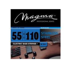 Струны для бас-гитары, Серия: Stainless Steel, Калибр: 55-75-90-110, Обмотка: круглая, нержавеющая сталь, Натяжение: Heavy+. MAGMA STRINGS BE210S