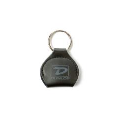 Чехол-брелок для медиаторов, серый логотип, кожа, черный DUNLOP 5201SI Picker's Pouch