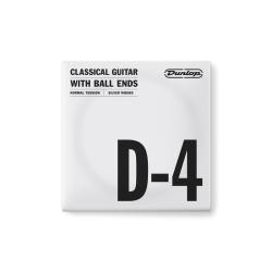 Струна D, 4я стр для клас гитары, нейлон, пос медь DUNLOP DCV04DNB Nylon Silver Wound Ball Ends D-4