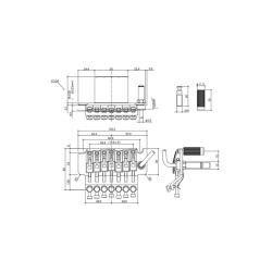 Тремоло для 7 стр. гитары + топлок GLN-7, блок 33 мм, позолота GOTOH GE1996T7/33G