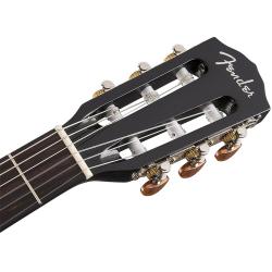 Электроакустическая классическая гитара, топ массив ели, цвет черный. С кейсом. FENDER CN-140SCE Black 