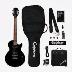 Комплект электрогитара, комбо 10 Вт, чехол, кабель, тюнер, ремень, медиаторы EPIPHONE Les Paul Electric Guitar Player Pack Ebony