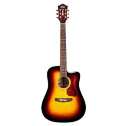 Электроакустическая гитара формы дредноут с вырезом, топ - массив ели, корпус - массив махагони, цвет - санбёрст GUILD D-140CE ATB