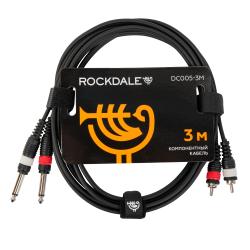 Компонентный кабель, 3 метра, разъемы 2 Mono Jack Male - 2 RCA Male (тюльпаны) ROCKDALE DC005-3M