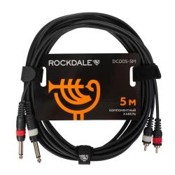 Компонентный кабель, 5 метров, разъемы 2 Mono Jack Male - 2 RCA Male (тюльпаны) ROCKDALE DC005-5M