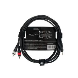 Готовый компонентный кабель, разъемы stereo mini jack папа (3,5) x 2 RCA, 3м, черный ROCKDALE XC-001-3M г