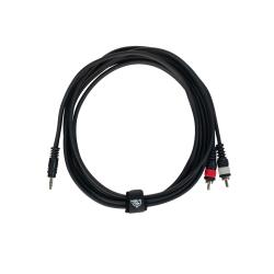 Готовый компонентный кабель, разъемы stereo mini jack папа (3,5) x 2 RCA, 3м, черный ROCKDALE XC-001-3M г