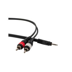 Готовый компонентный кабель, разъемы stereo mini jack папа (3,5) x 2 RCA, 3м, черный ROCKDALE XC-001-3M г